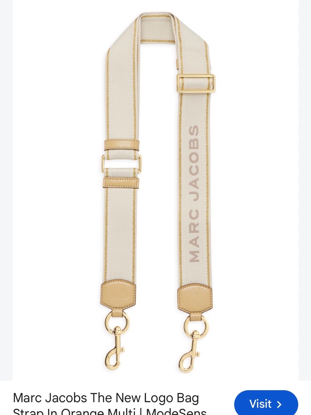 Marc Jacobs Cream & Tan Logo Strap with Gold Hardware